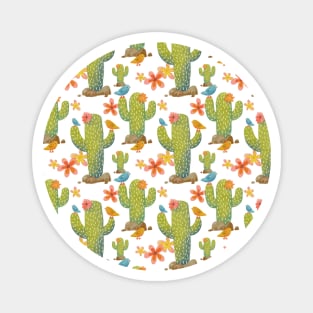 Cactus and Bird Pattern Magnet